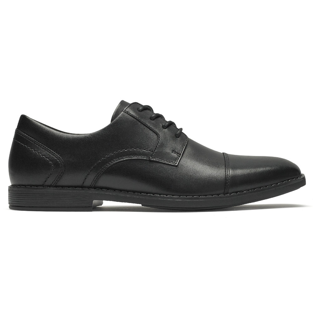 Rockport Mens Oxfords Black - Slayter Cap Toe Blucher - UK 075-HWSYVF